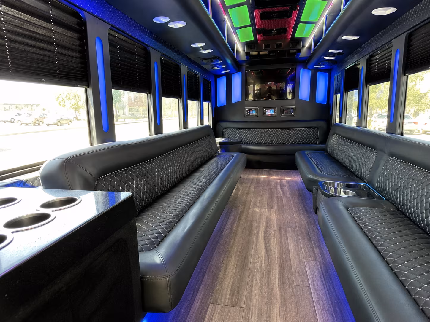 edinburg 15 passenger party bus inside
