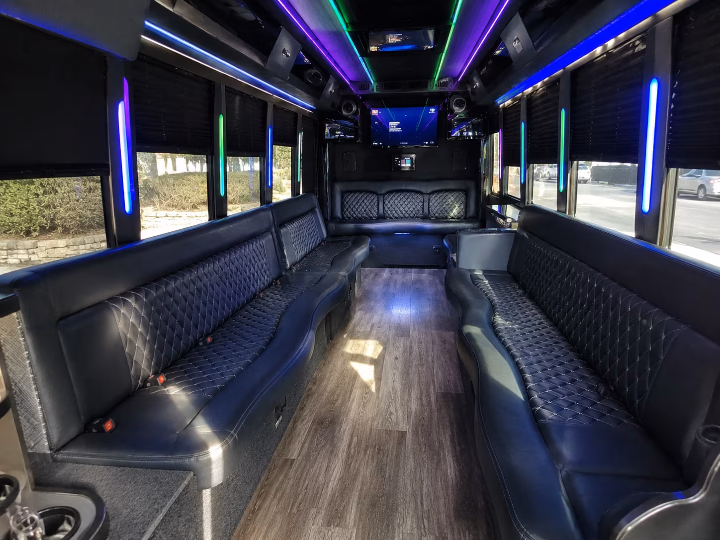 edinburg 15 passenger party bus interior