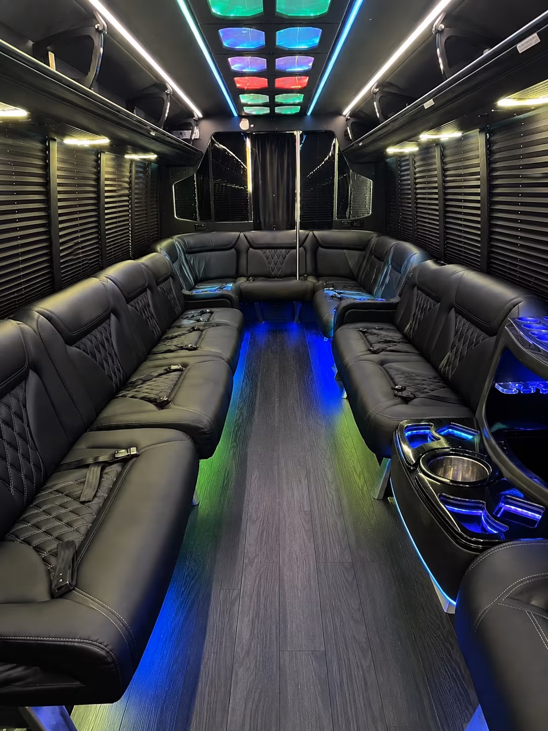 edinburg 20 passenger party bus interior