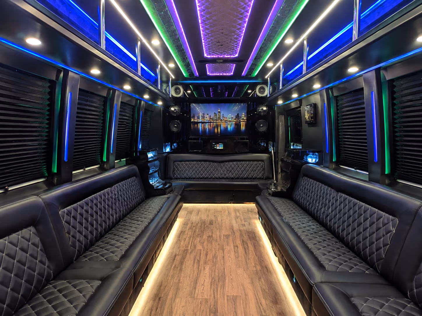edinburg 25 passenger party bus interior