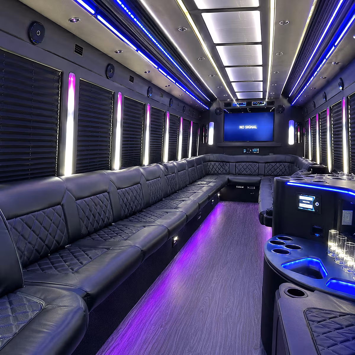 edinburg 30 passenger party bus inside