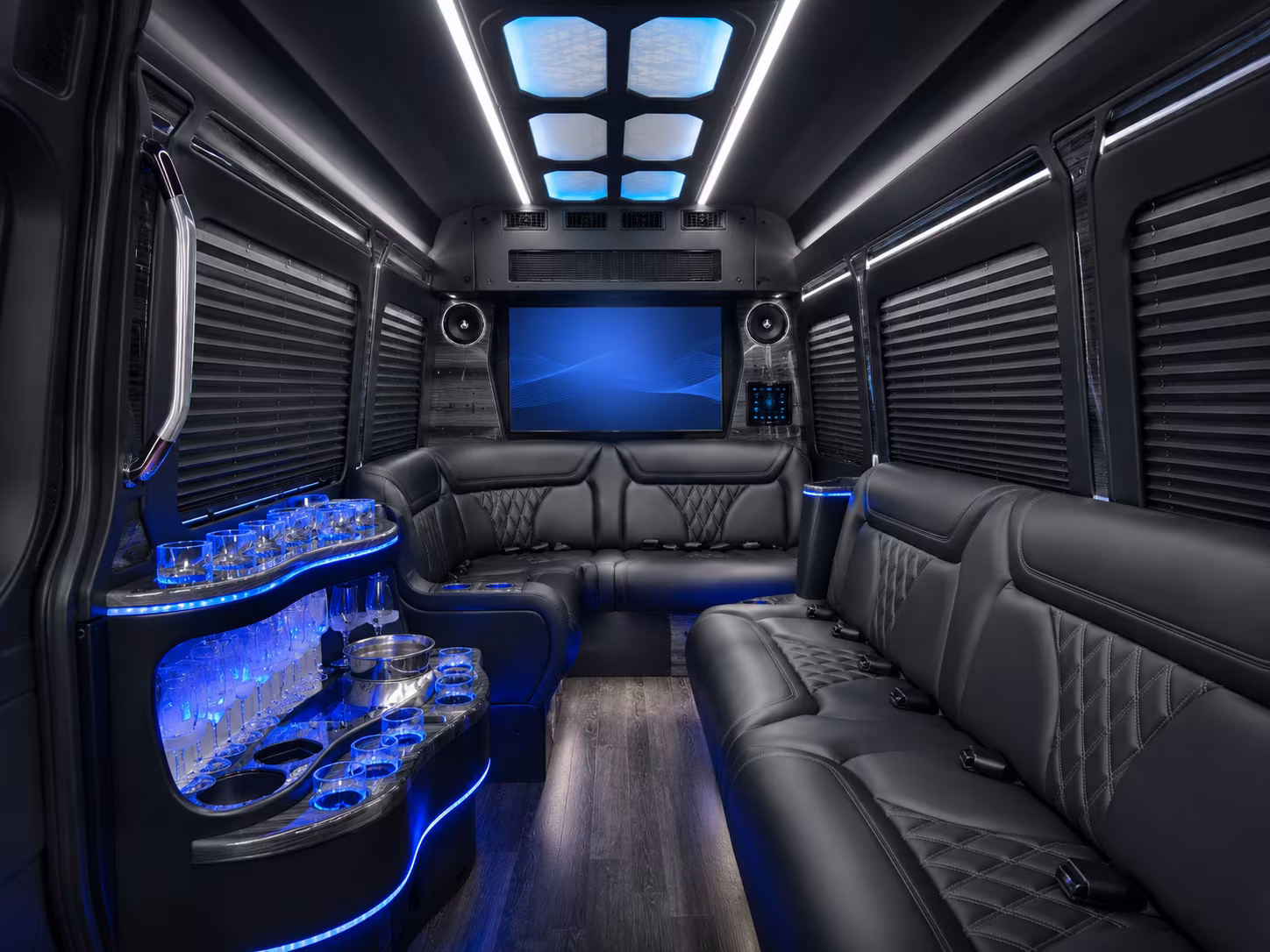 edinburg 40 passenger party bus inside